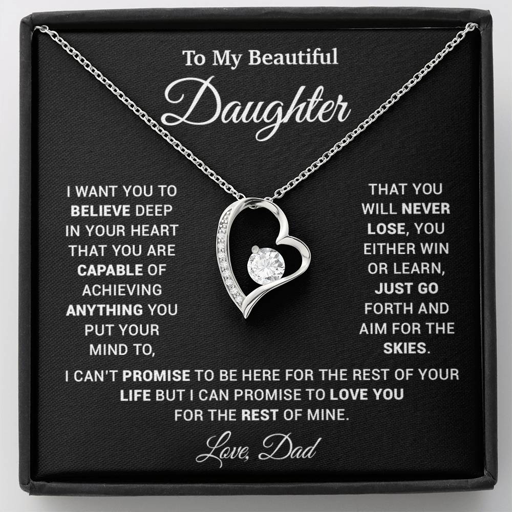 To My Daughter Necklace, Gift for Daughter from Dad, Father Daughter Necklace 26_2_Black
