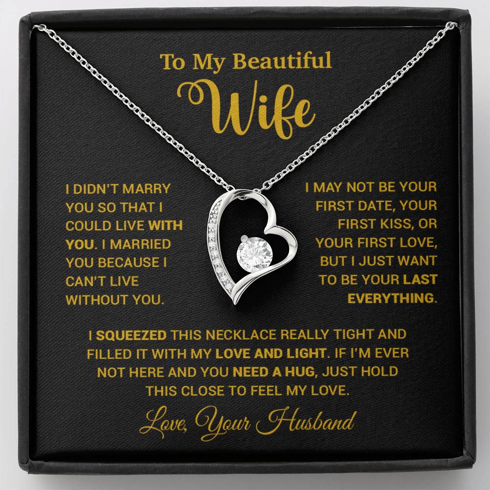 To My Wife Necklace, Wife Gift From Husband, Wife Husband Necklace, Christmas Gift 25_9_Gold
