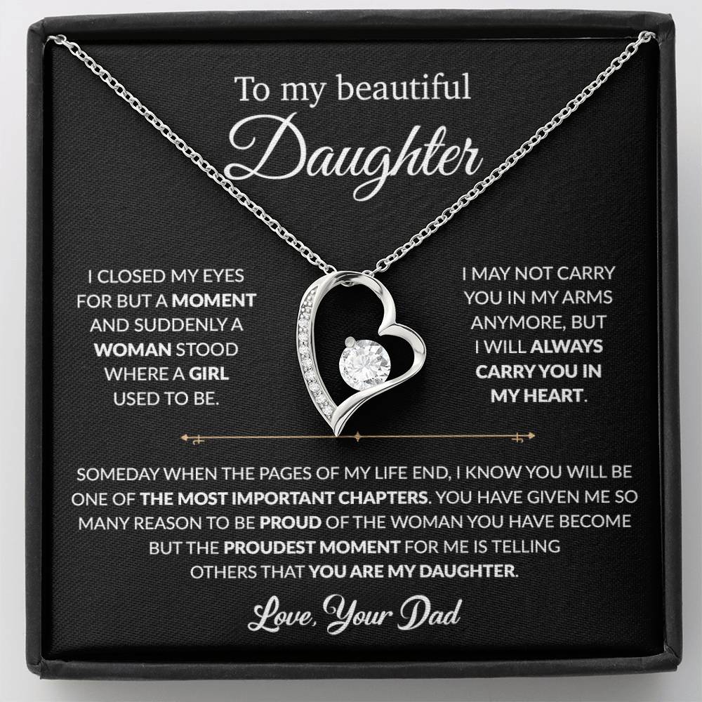 To My Daughter Necklace, Gift For Daughter From Dad, Daughter Father Necklace 9_1_Black