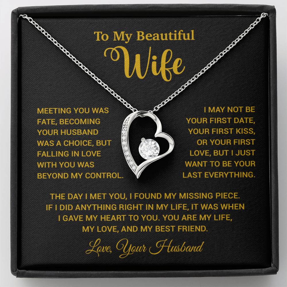 To My Wife Necklace, Wife Gift From Husband, Wife Husband Necklace, Christmas Gift 13_10_Gold
