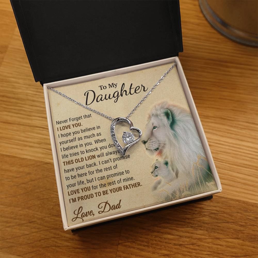 To My Daughter Necklace, Xmas Gift For Daughter From Dad, Daughter Father Lion