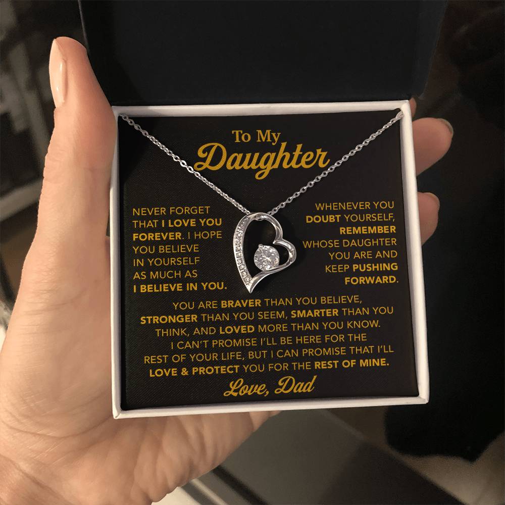 To My Daughter Necklace, Gift for Daughter from Dad, Father Daughter Necklace 15_11_Gold