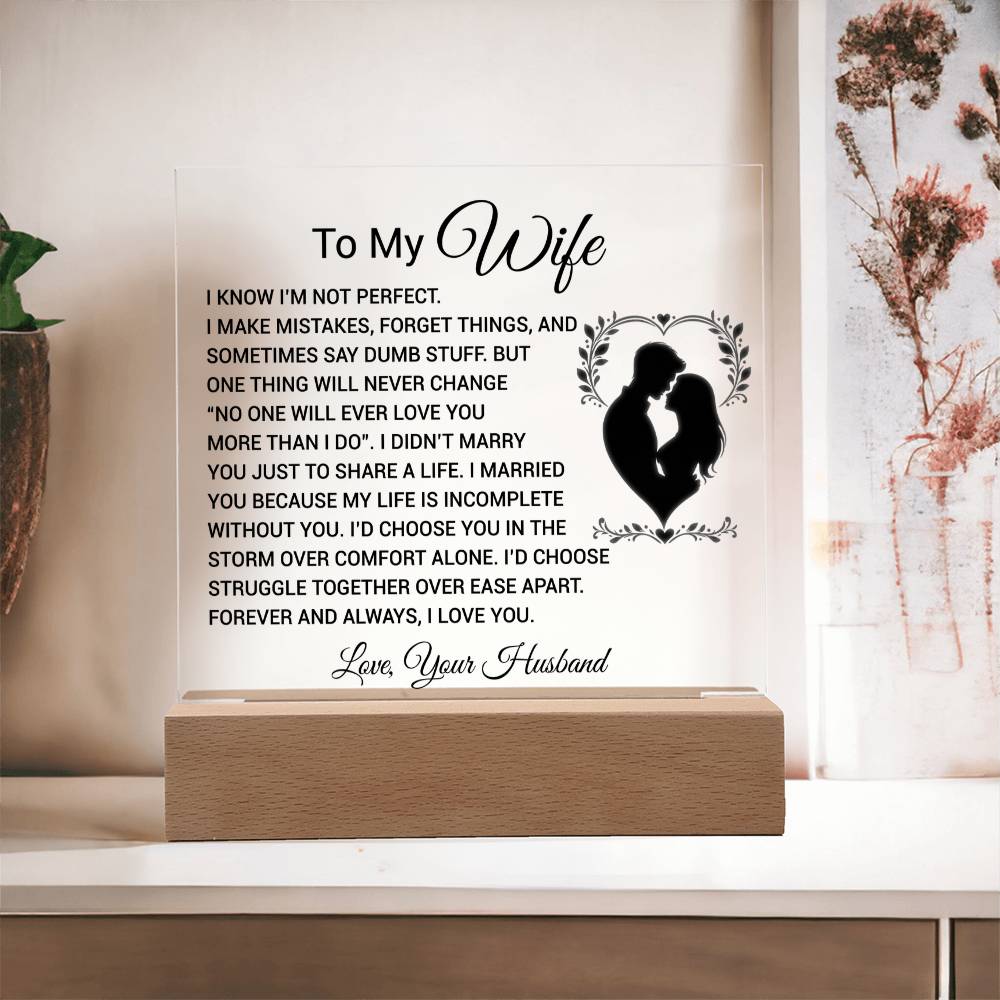 To My Wife Acrylic Plaque, Wife Birthday Gift, Wife on Anniversary, Christmas Gift