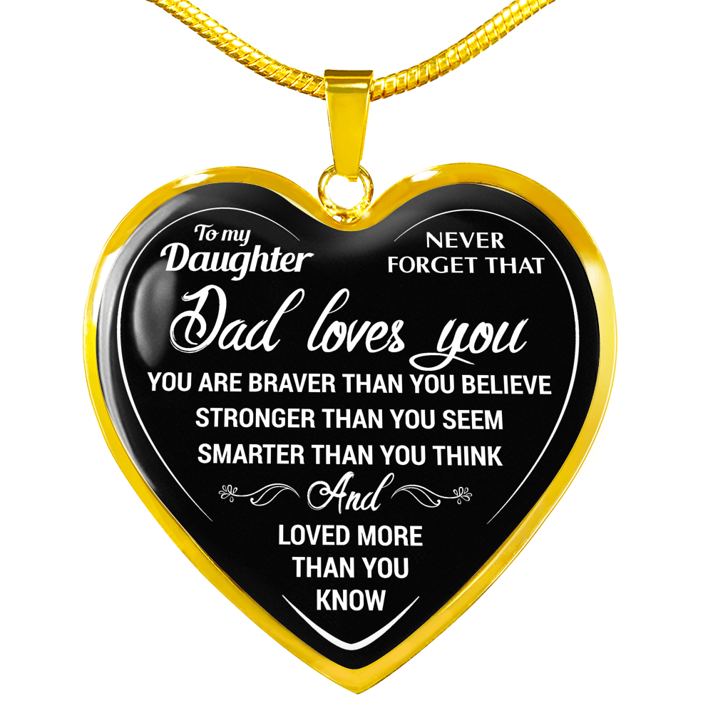 To My Daughter Dad Loves You Necklace Heart Pendant Luxury Gift For Little Girls