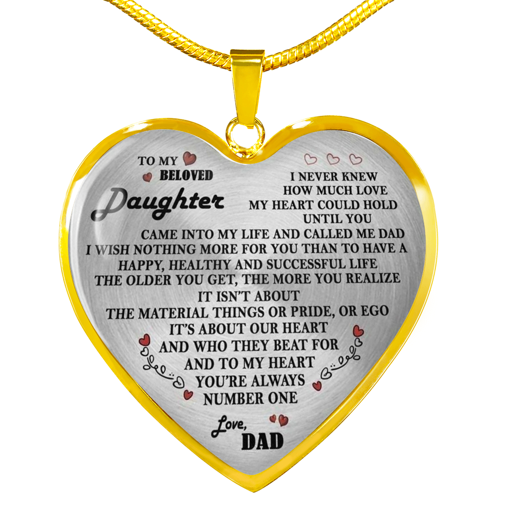 To My Daughter Necklace Heart - Father And Daughter Necklace Pendant Gift Idea