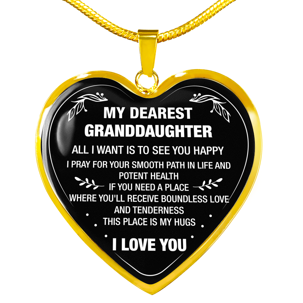 My Dearest Granddaughter Heart Shape Necklace From Grandpa - Grandma