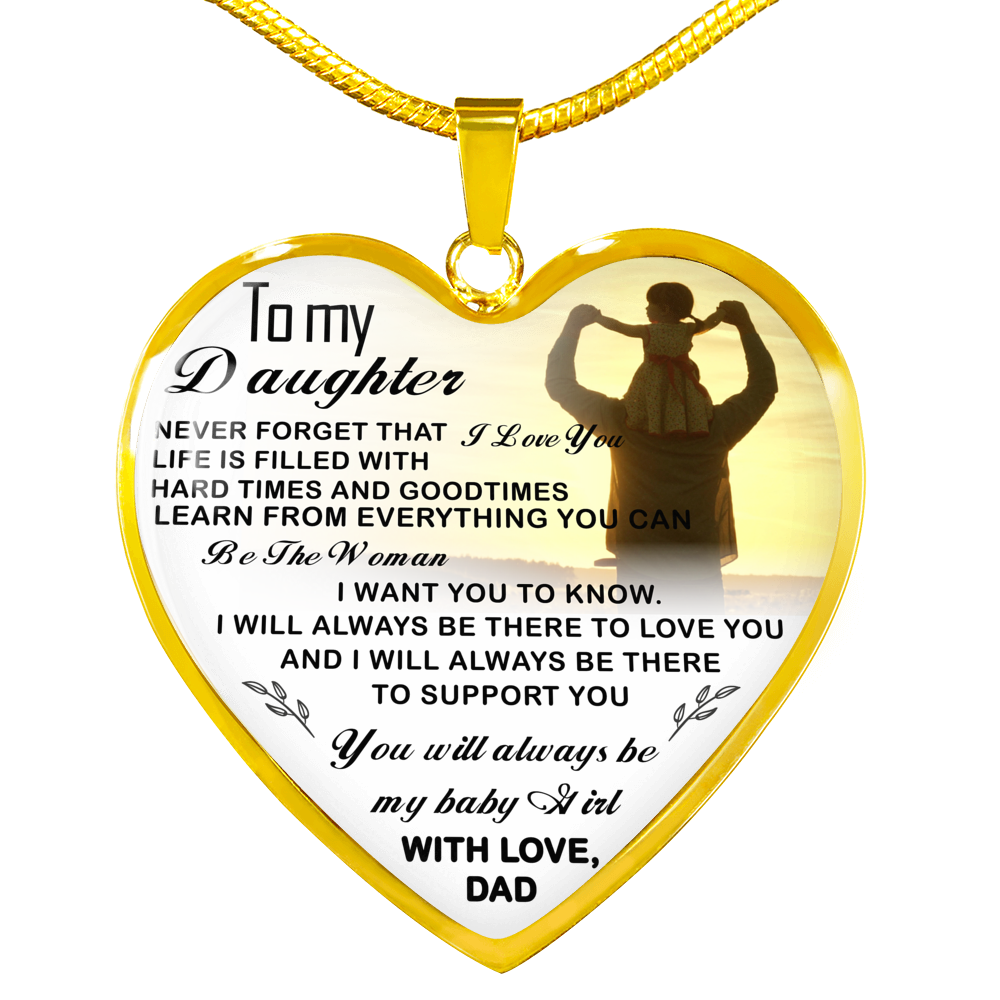 to My Daughter Necklace Heart - Father and Daughter Pendant Gifts from Daddy's