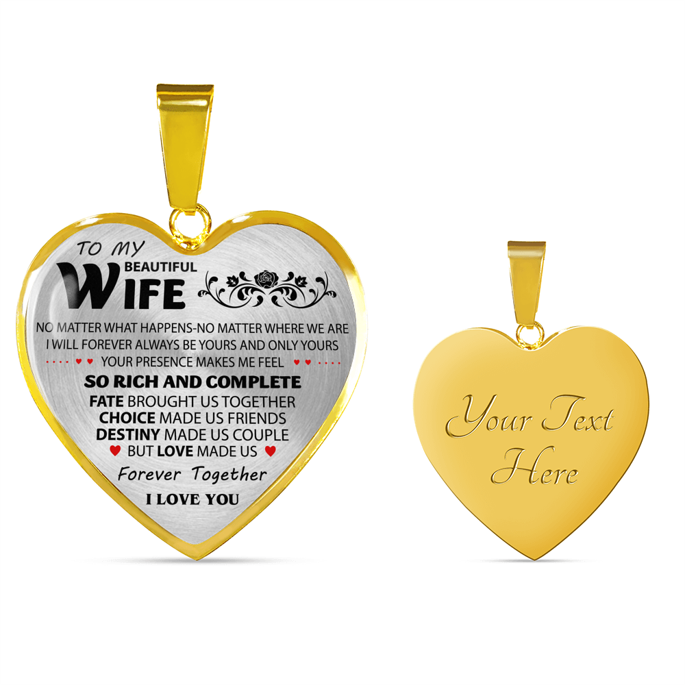 To My Beautiful Wife Necklace Heart Pendant -Best Gifts Wife - From Husband