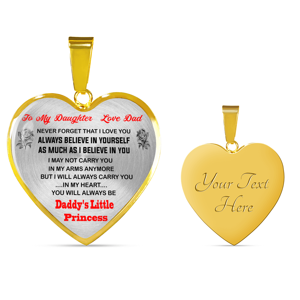 To My Daughter Heart Necklace From Daddy Father Best Gift For Daughter