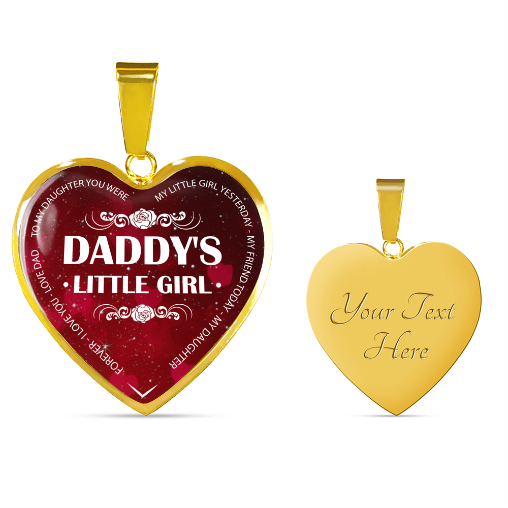 To My Daughter Heart Pendant Necklace - Daddy's Little Girl - Gift for Teen Girl