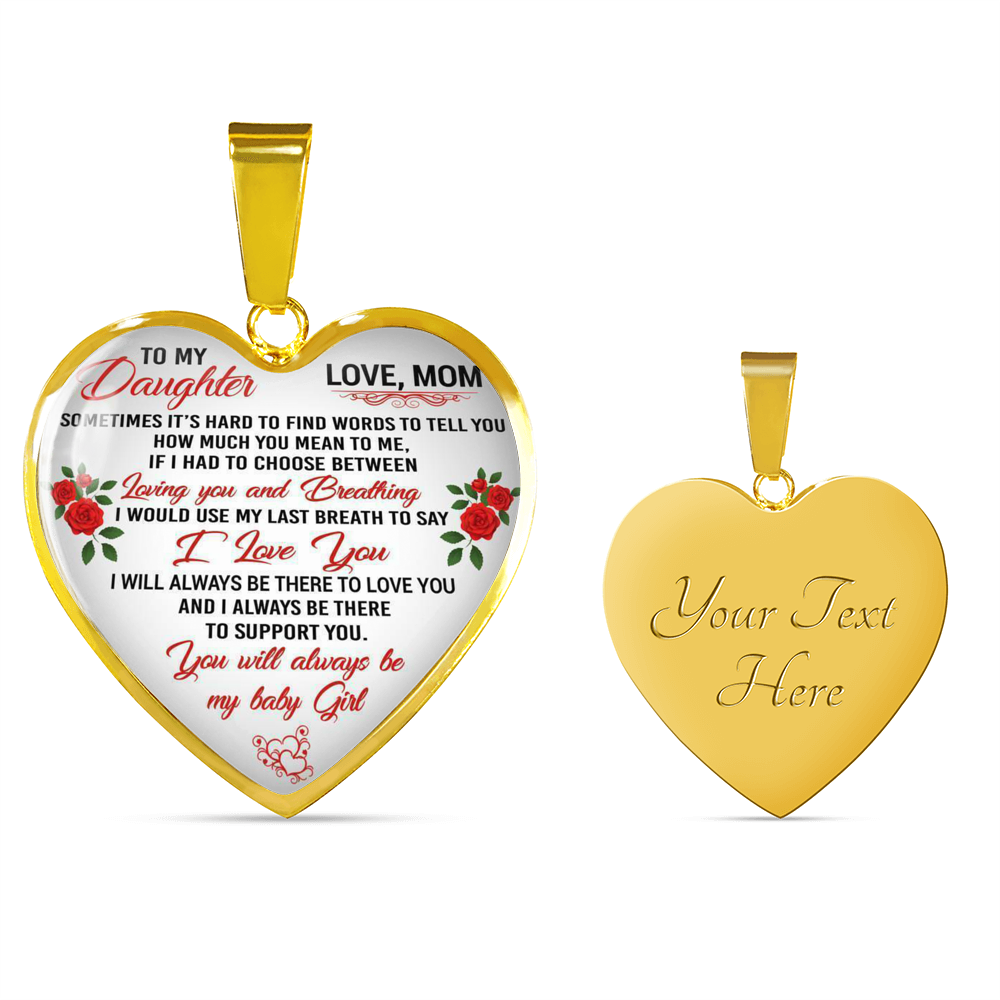 Mother And Daughter - To My Daughter Necklace Heart Pendant Gift From Mom