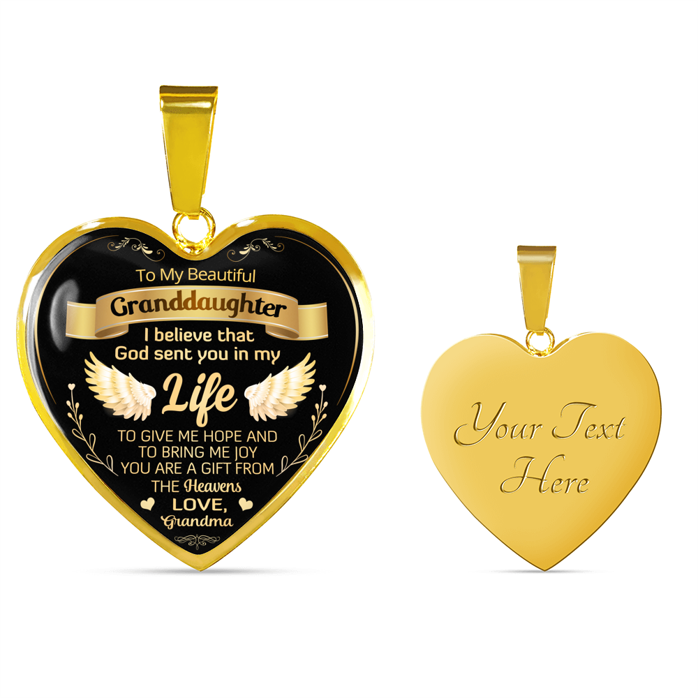 To my Granddaughter Love Grandma Heart Shape Necklace Gift for Granddaughter