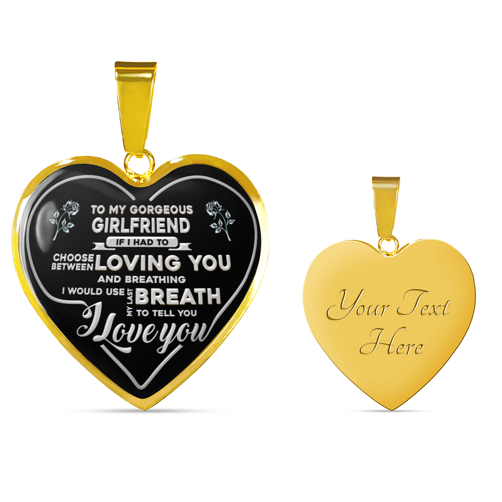 To my gorgeous girlfriend heart necklace - to my love - silver plated pendant