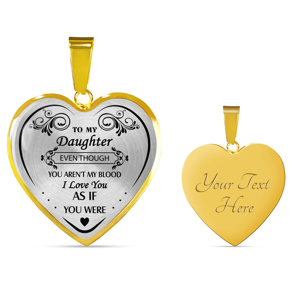 to My Daughter Necklace from Step Mom Dad - Step Daughter Unique Necklace Gifts - Silver Heart Pendant