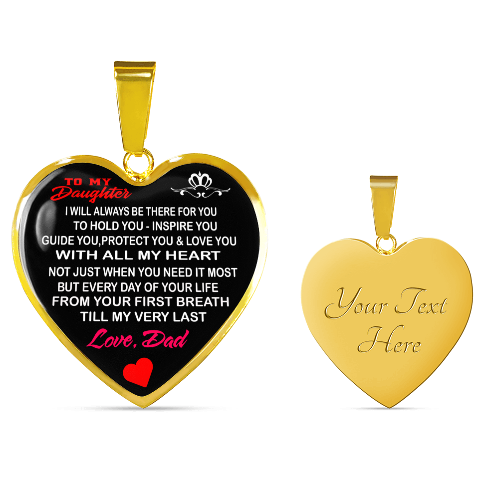 To My Daughter Love Dad - Father and Daughter Necklace Heart Gift from Father