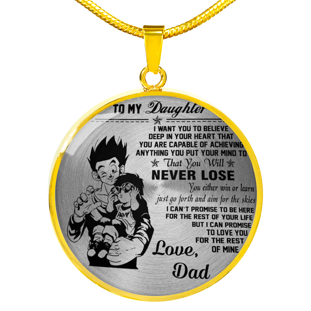 Vuvuzi Tee Luxury Necklace Pendant to My Daughter - Love Dad, Gohan & Pan Dragon Ball Super