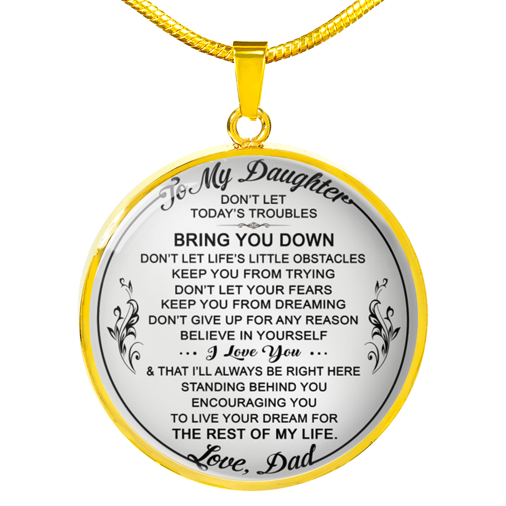 To My Daughter Heart Necklace, Gift for Daughter from Father Papa, Birthday Gift