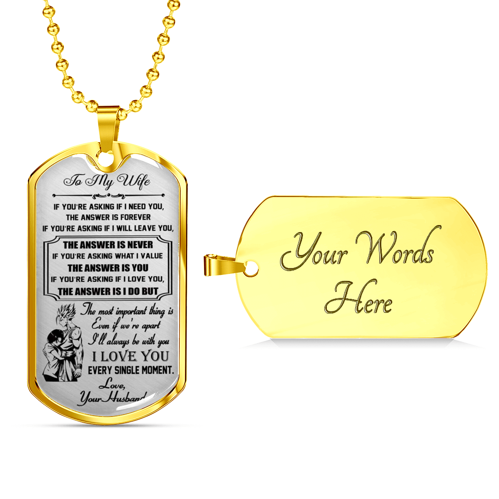 ZEN DEAL - to My Wife Dog Tag Luxury Necklace - from Husband - Gohan & Videl, Dragon Ball Z