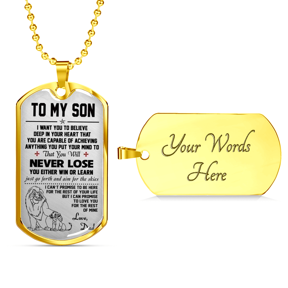 to My Son Pendant Necklace - Dog Tag from Dad Lion King - Best Gifts for Child