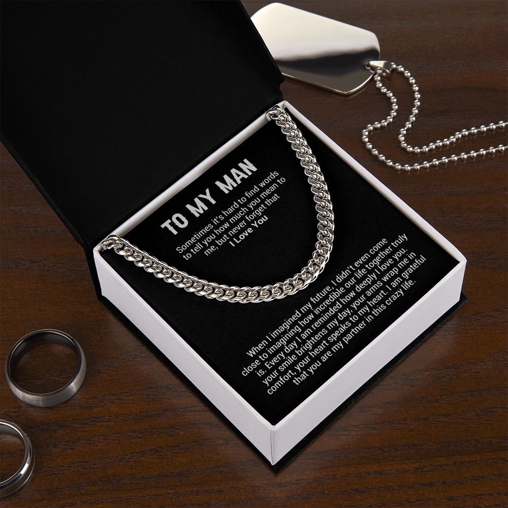 To My Man Cuban Chain Necklace,Best Gifts For Him Anniversary, Gifts For Him Christmas