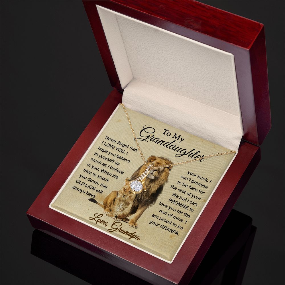 To My Granddaughter Necklace , Gift From Grandpa Papa Lion Dad, Christmas Gift