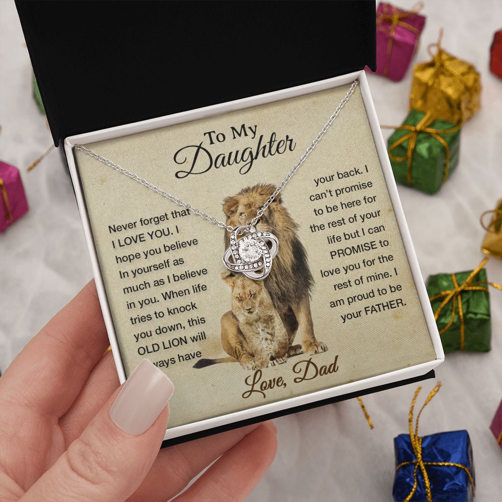 To My Daughter Necklace, Xmas Gift For Daughter From Dad, Daughter Father Lion