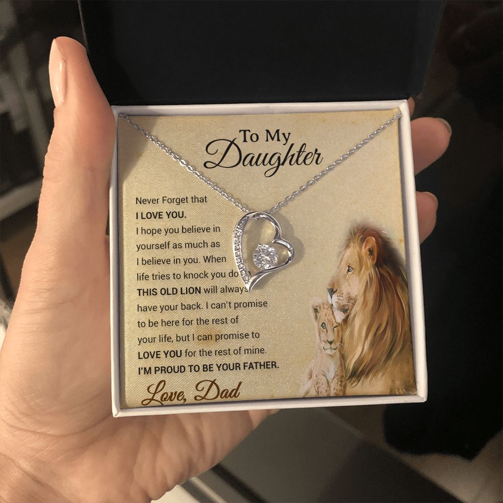 To My Daughter Necklace, Xmas Gift For Daughter From Dad, Daughter Father Lion