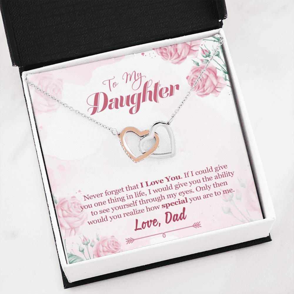 To Daughter Necklace Heart Pendant Gifts Message Box Dad Loves You