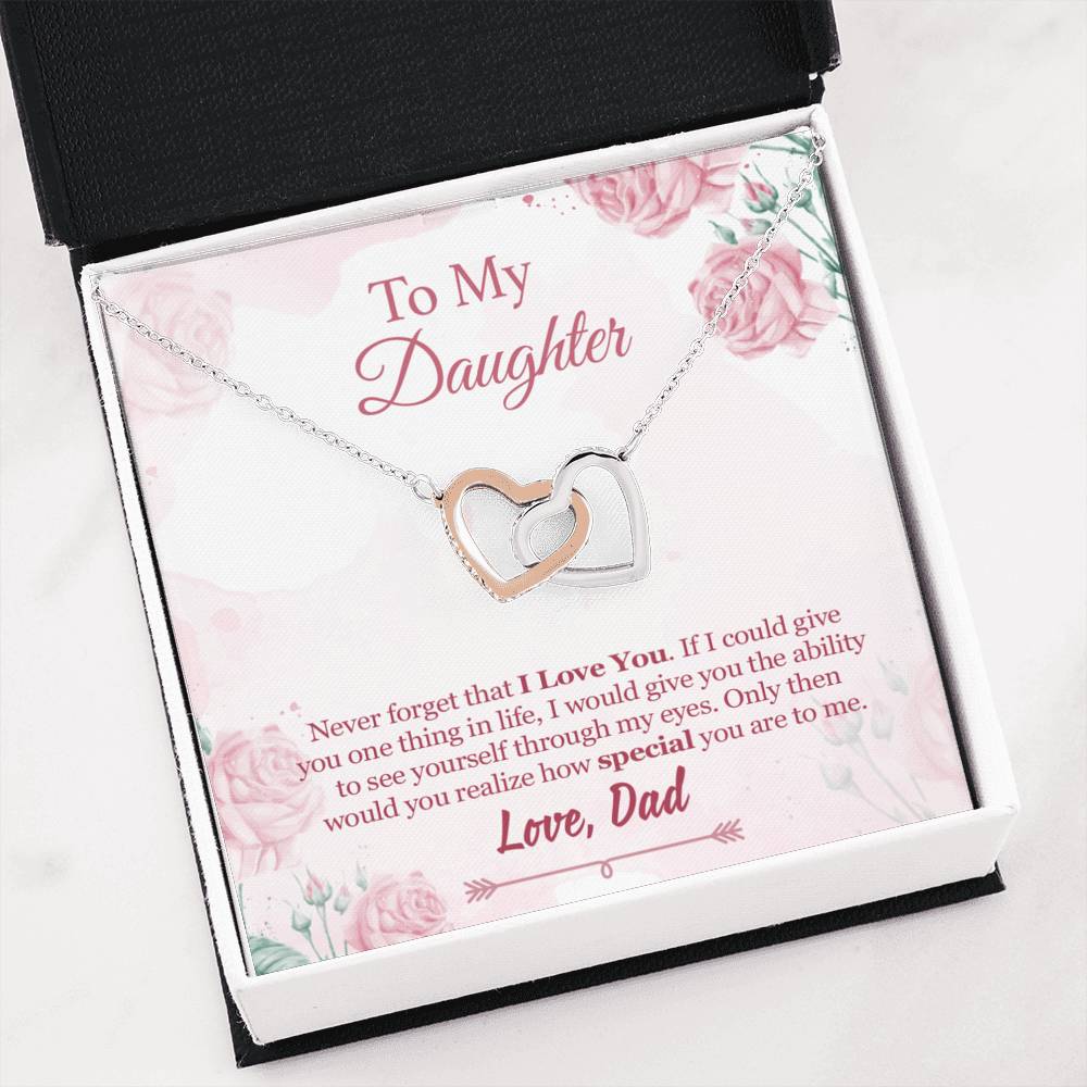 To Daughter Necklace Heart Pendant Gifts Message Box Dad Loves You