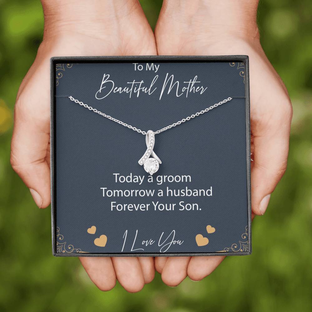 Groom to Mother Gift Necklace, Son to Mother on Wedding Day, Mother Gift From Son