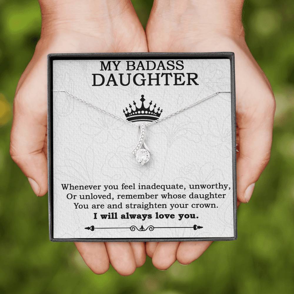 My Badass Daughter Necklace From Mom, Badass Daughter Necklace Birthday Gift