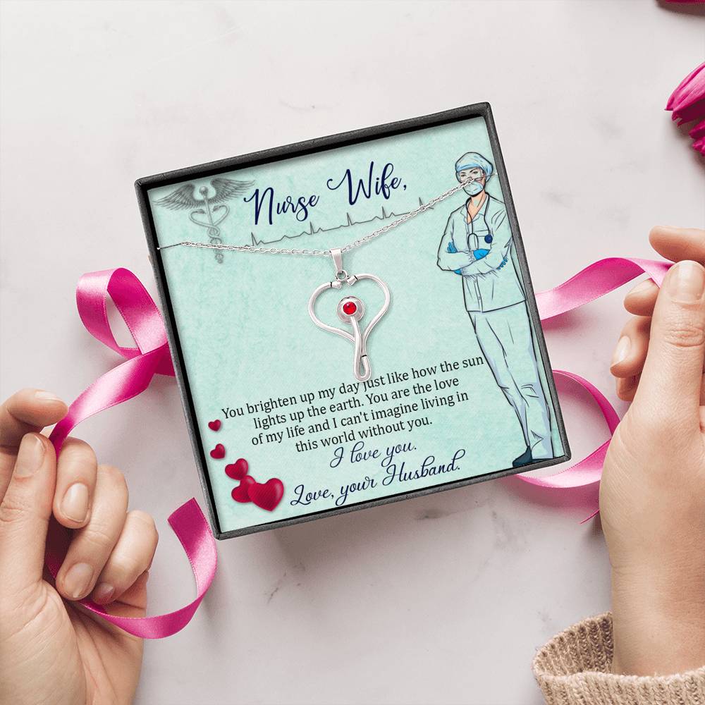 Stethoscope Heart Necklace Nurse Necklace With Message Card Nurse Gift