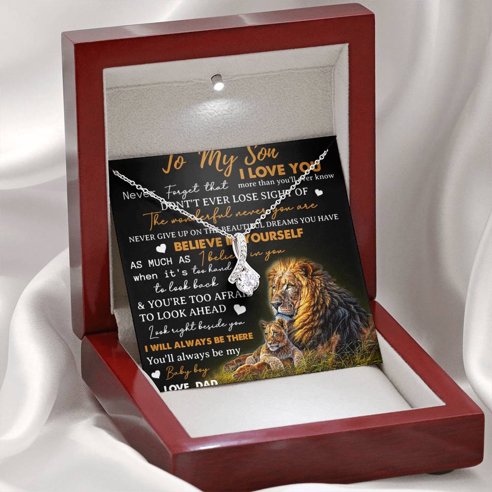 To My Son Necklace, Love Dad Father And Son Lion, Best Gifts For Son From Dad
