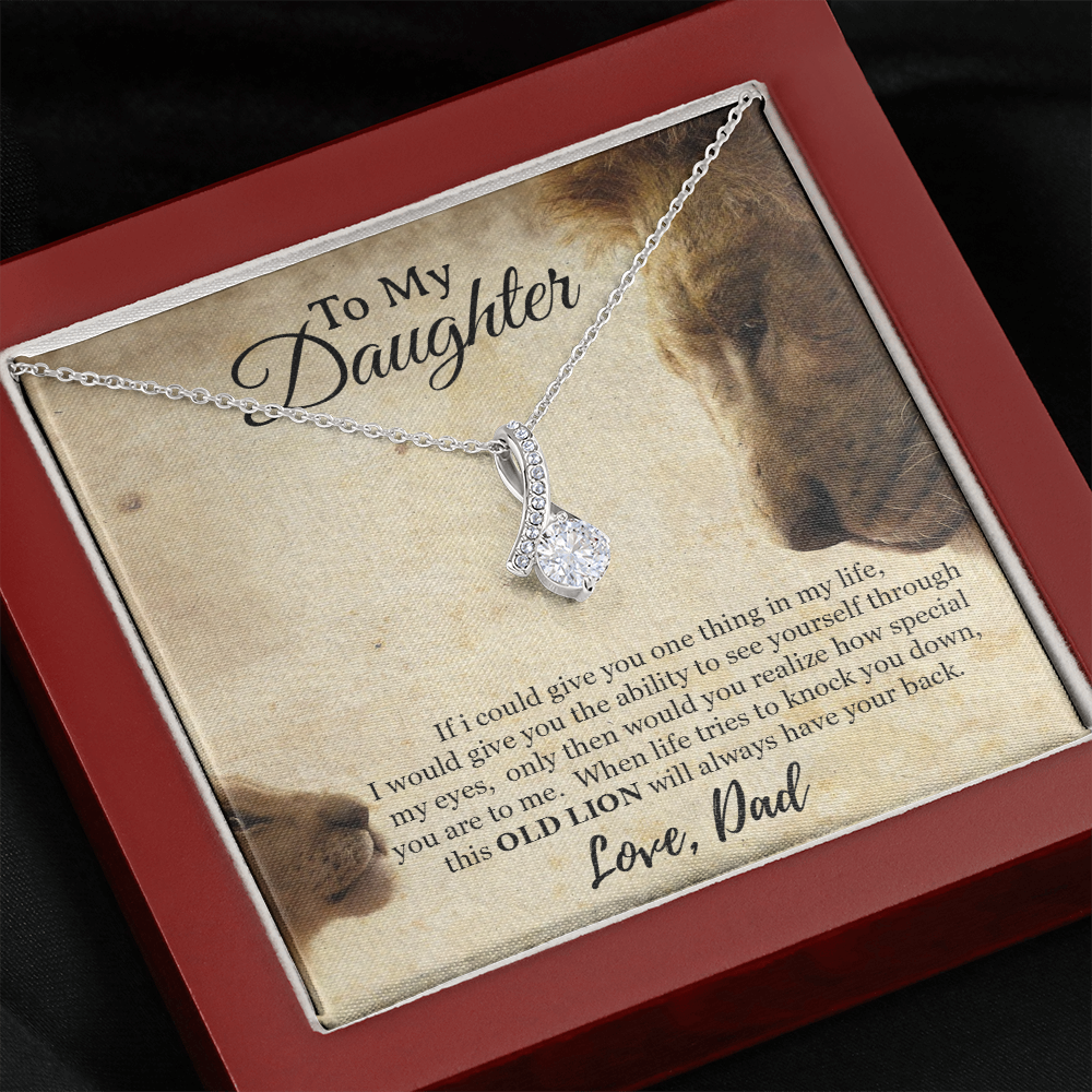 To My Daughter Necklace, Xmas Gift For Daughter From Dad, Daughter Father Lion