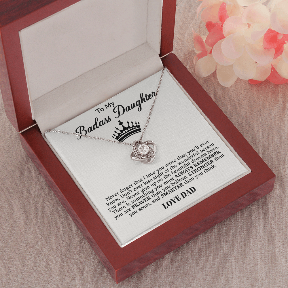 To My Badass Daughter Necklace From Dad, Badass Daughter Necklace Birthday