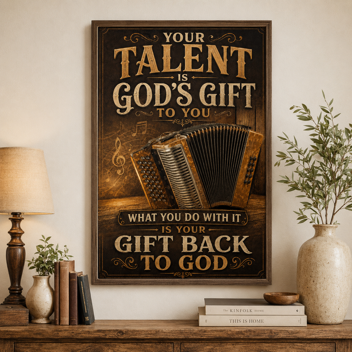 Accordion Your Talent Is God's Gift Poster, Inspirational Accordion Wall Art, Musician Gift