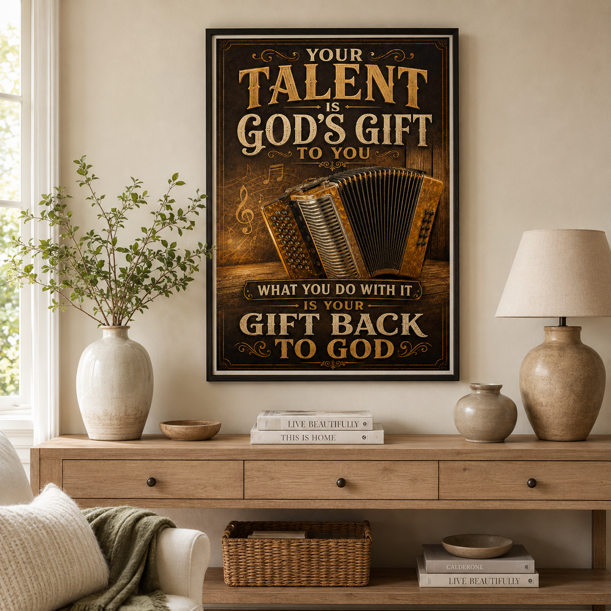 Accordion Your Talent Is God's Gift Poster, Inspirational Accordion Wall Art, Musician Gift