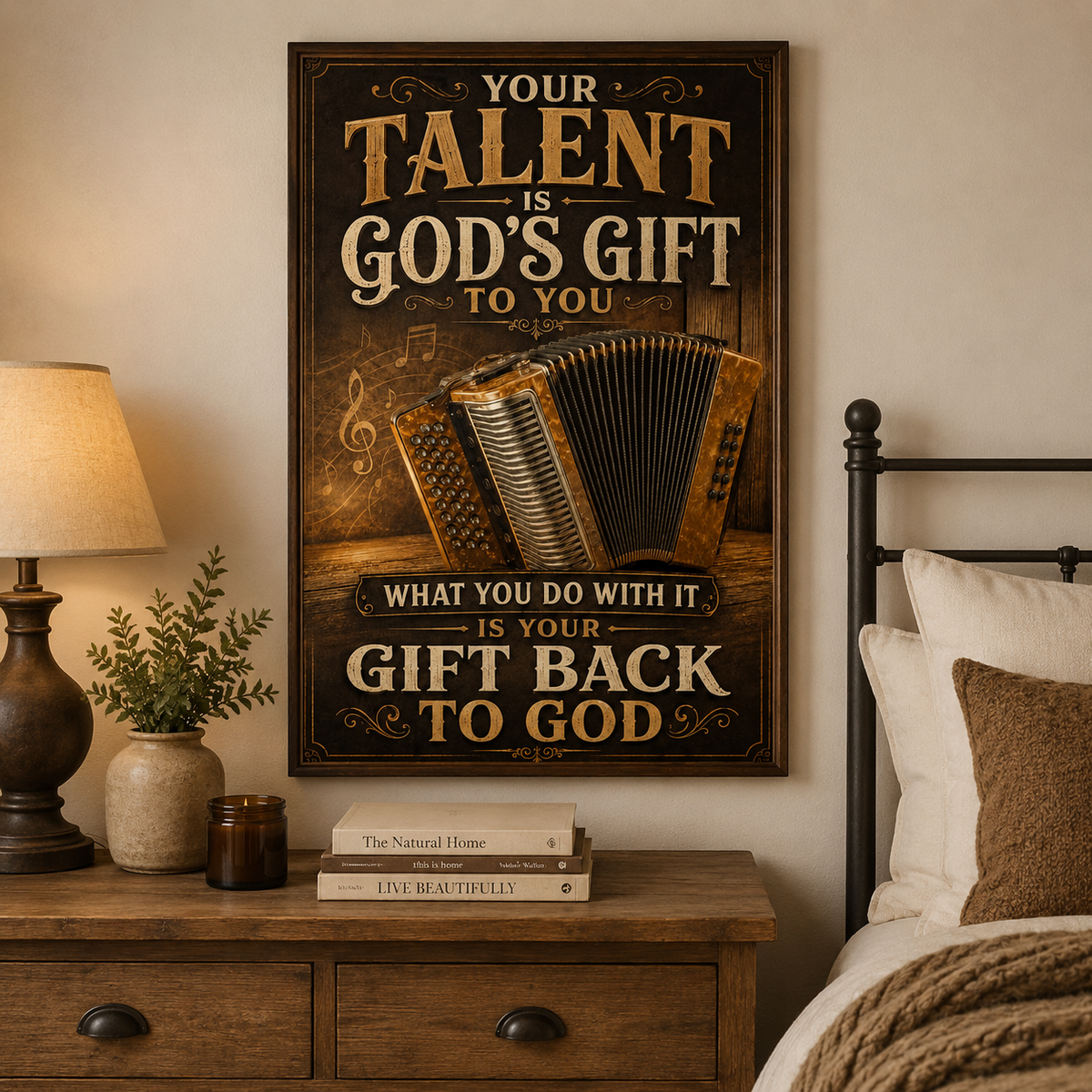 Accordion Your Talent Is God's Gift Poster, Inspirational Accordion Wall Art, Musician Gift