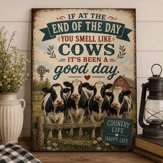 Cow It's Been A Good Day Poster, Funny Cow Wall Art, Farmhouse Animal Print, Cow Lover Gift