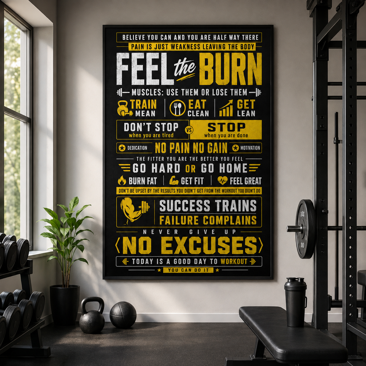 Fitness Believe You Can And You Are Halfway There Poster, Motivational Gym Wall Art, Workout Quote Print, Fitness Lover Gift