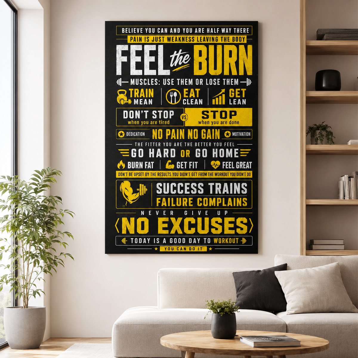 Fitness Believe You Can And You Are Halfway There Poster, Motivational Gym Wall Art, Workout Quote Print, Fitness Lover Gift