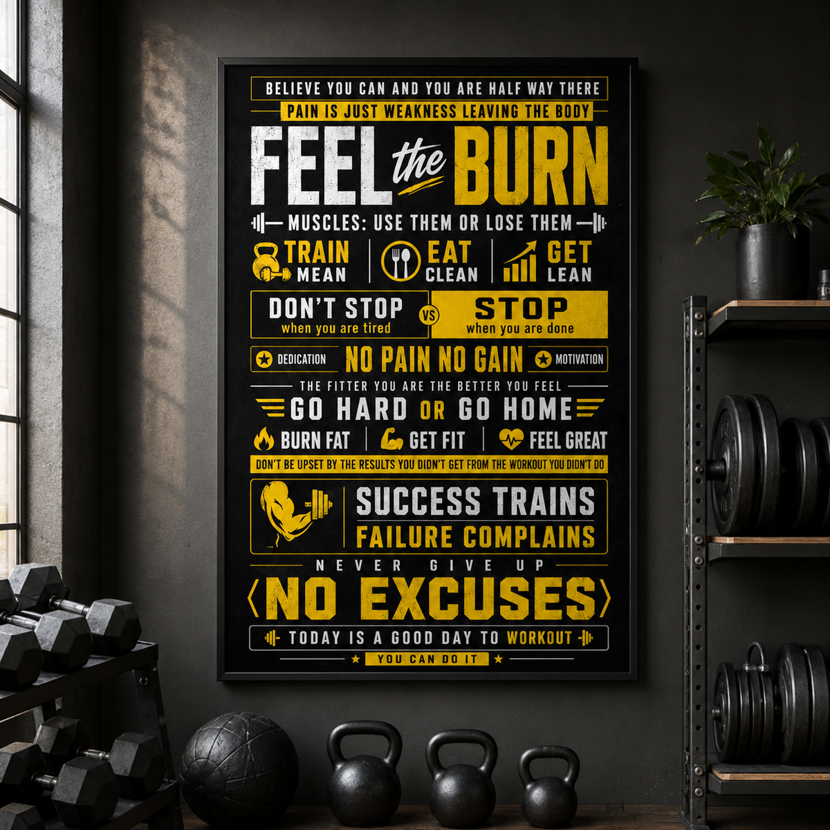 Fitness Believe You Can And You Are Halfway There Poster, Motivational Gym Wall Art, Workout Quote Print, Fitness Lover Gift