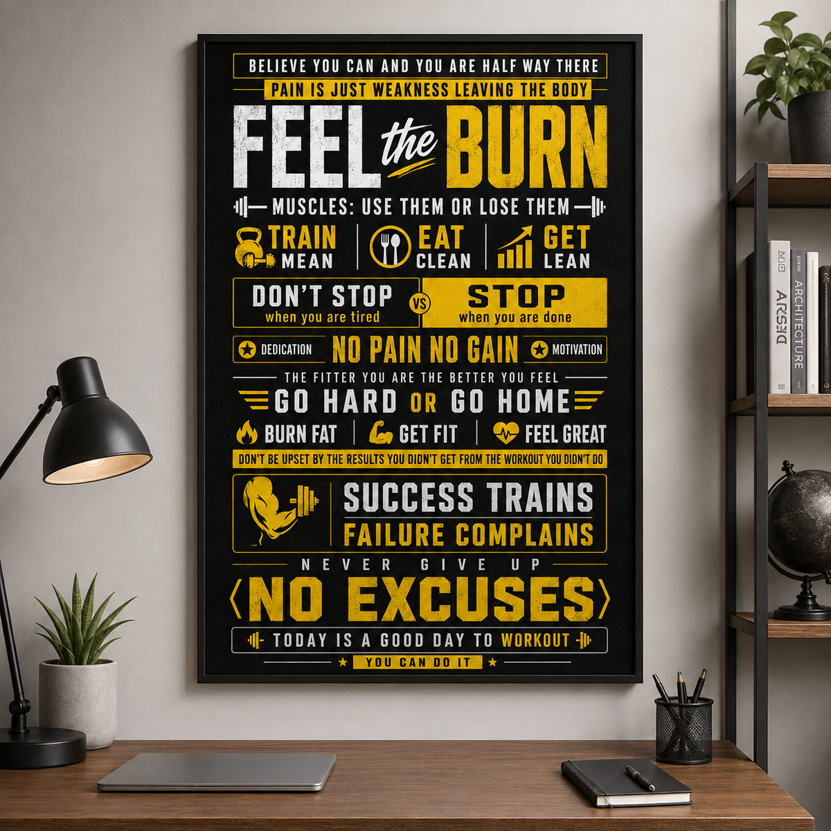 Fitness Believe You Can And You Are Halfway There Poster, Motivational Gym Wall Art, Workout Quote Print, Fitness Lover Gift