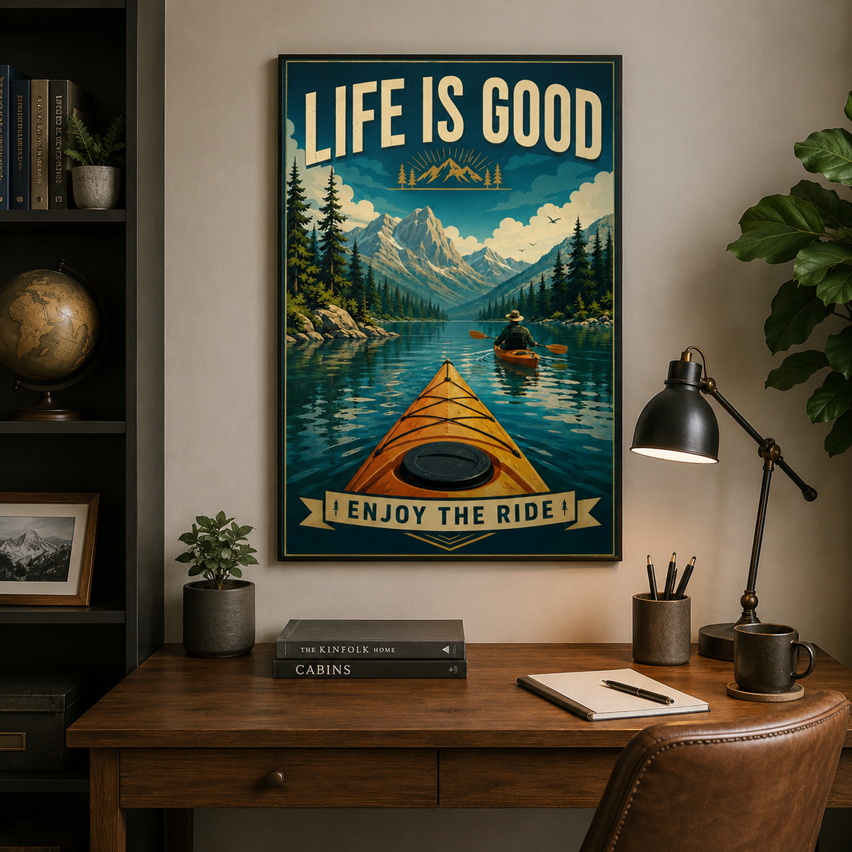 Kayaking Life Is Good Poster, Motivational Kayak Wall Art, Kayaker Gift, Outdoor Adventure Quote Print