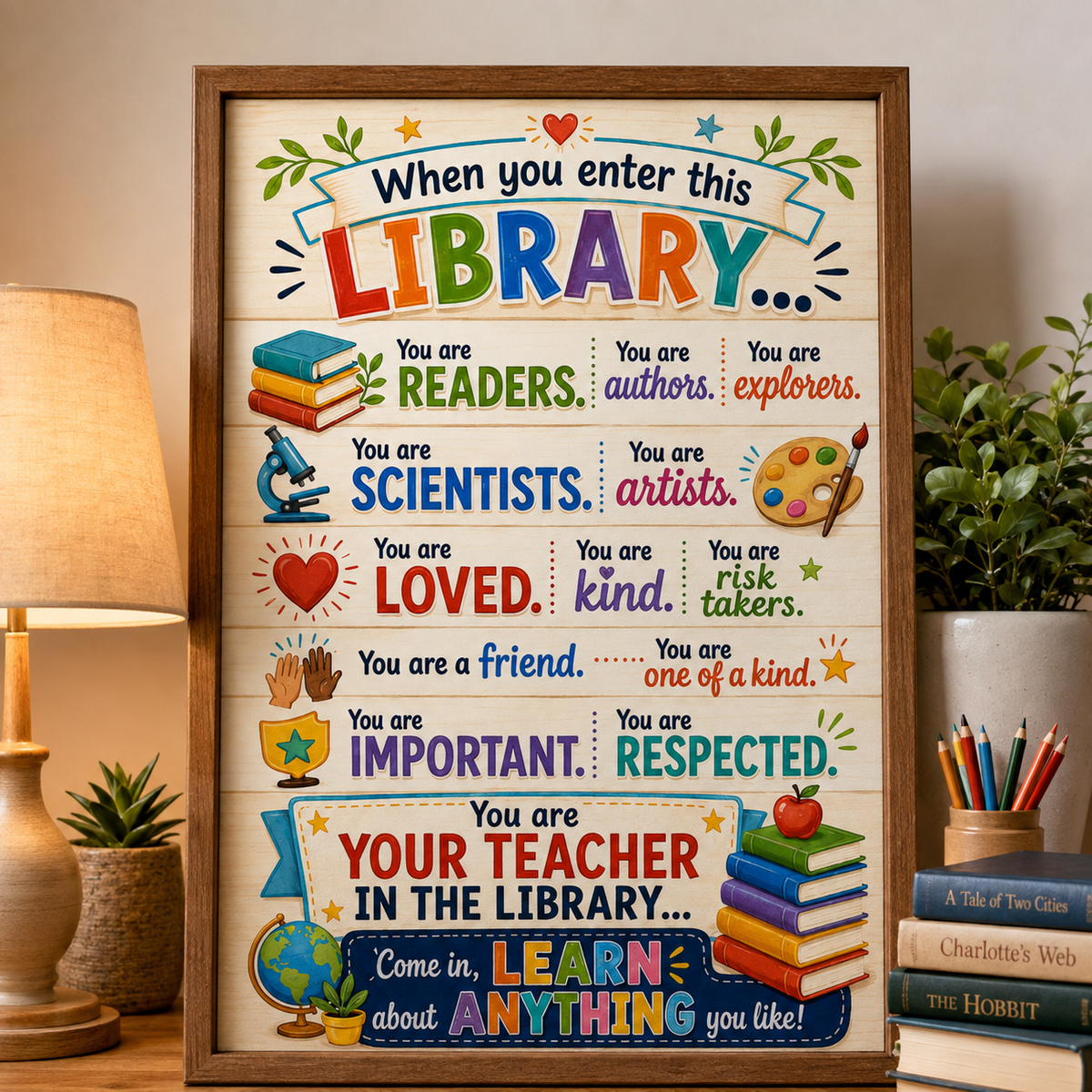 Librarian When You Enter This Library Poster, Library Rules Wall Art, Librarian Gift, Reading Quote Print
