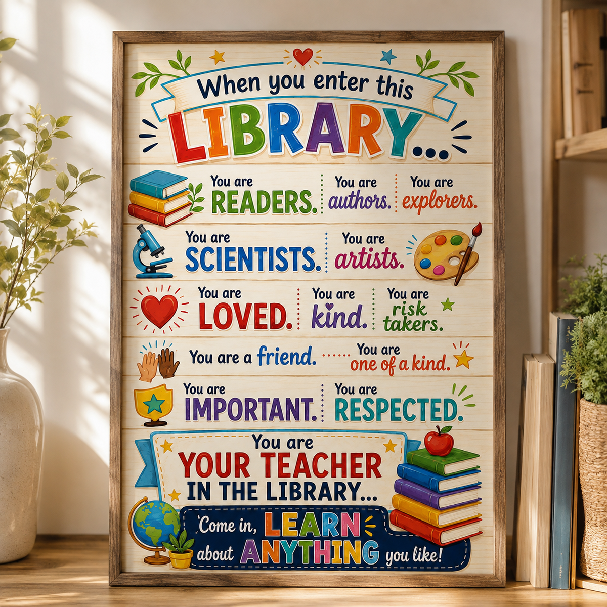 Librarian When You Enter This Library Poster, Library Rules Wall Art, Librarian Gift, Reading Quote Print
