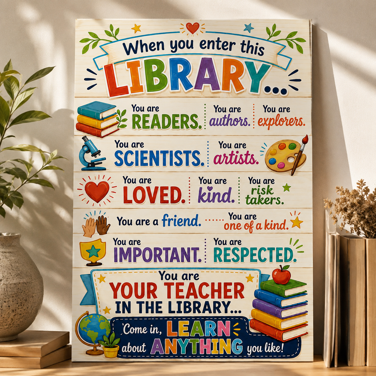 Librarian When You Enter This Library Poster, Library Rules Wall Art, Librarian Gift, Reading Quote Print
