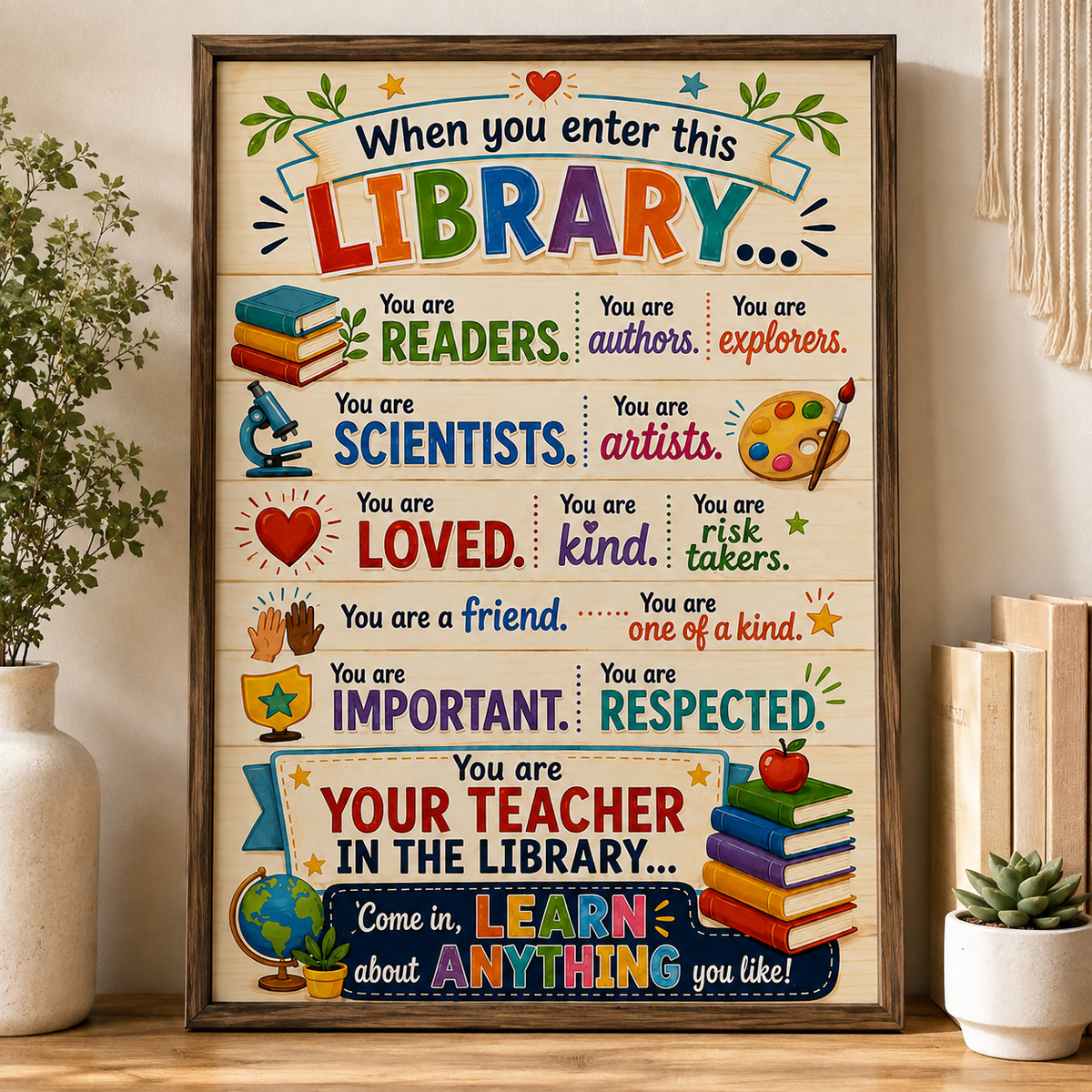 Librarian When You Enter This Library Poster, Library Rules Wall Art, Librarian Gift, Reading Quote Print