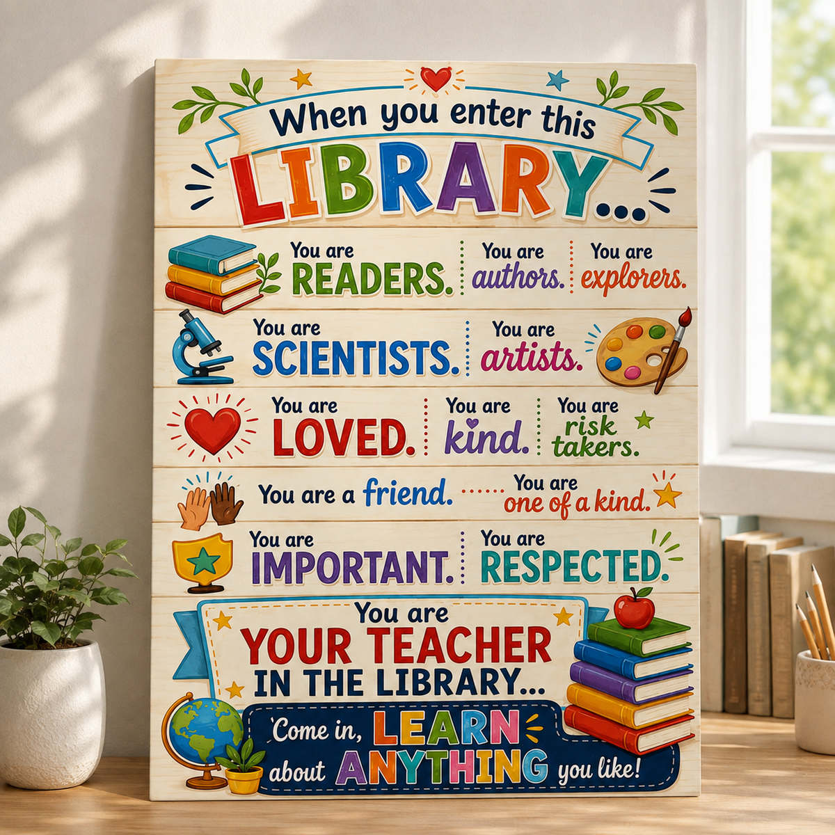 Librarian When You Enter This Library Poster, Library Rules Wall Art, Librarian Gift, Reading Quote Print