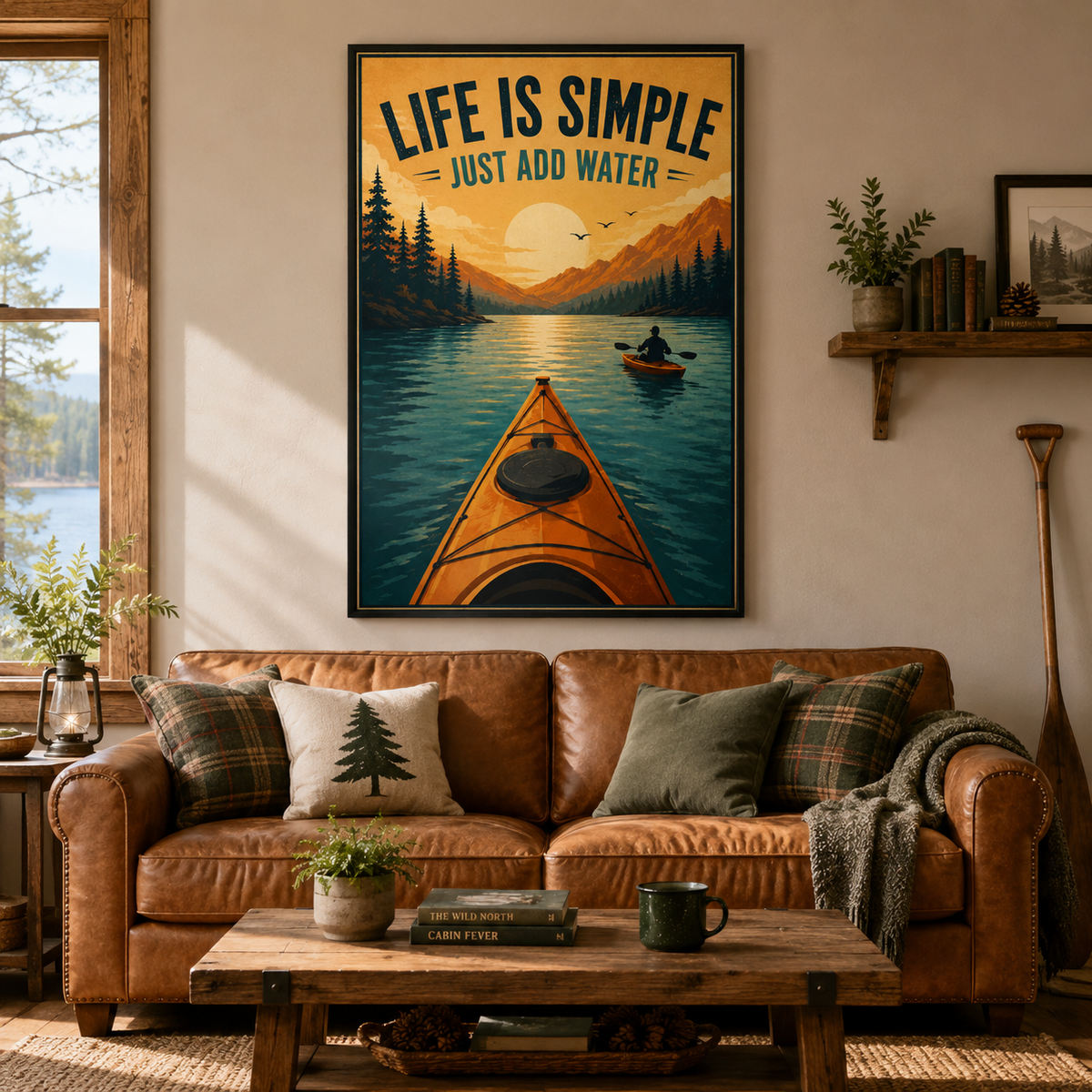 Life Is Simple Just Add Water Poster, Kayaking Wall Art, Outdoor Adventure Quote Print, Kayaker Gift